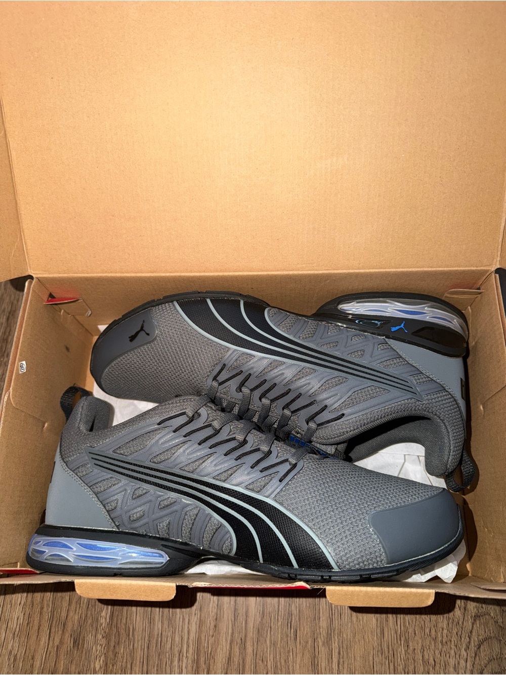 Puma Men’s Voltaic Evo - Dark Gray Black Cobalt Blue Accent Shoes - Picture 2 of 7